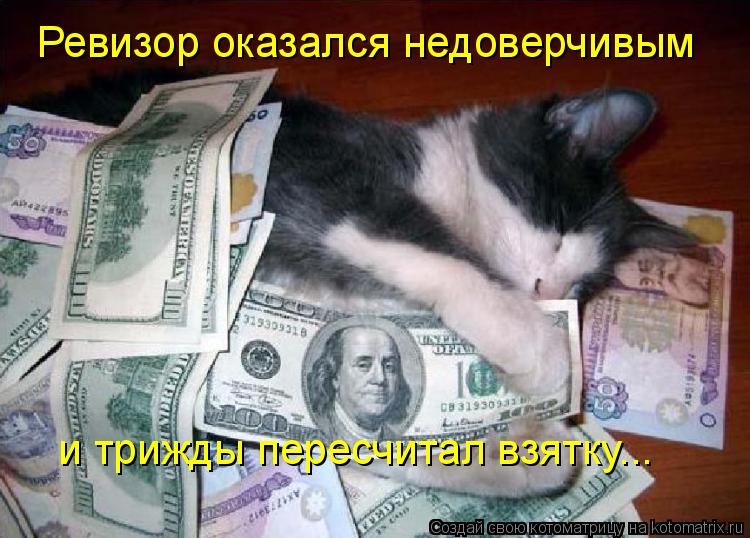 Ревизор оказался недоверчивым и трижды пересчитал взятку...... Котоматрица: Ревизор оказался недоверчивым и трижды пересчитал взятку...