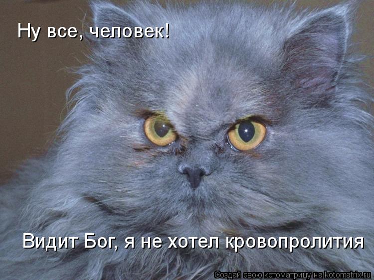 Ну все, человек! Видит Бог, я не хотел кровопролития... Котоматрица: Ну все, человек! Видит Бог, я не хотел кровопролития