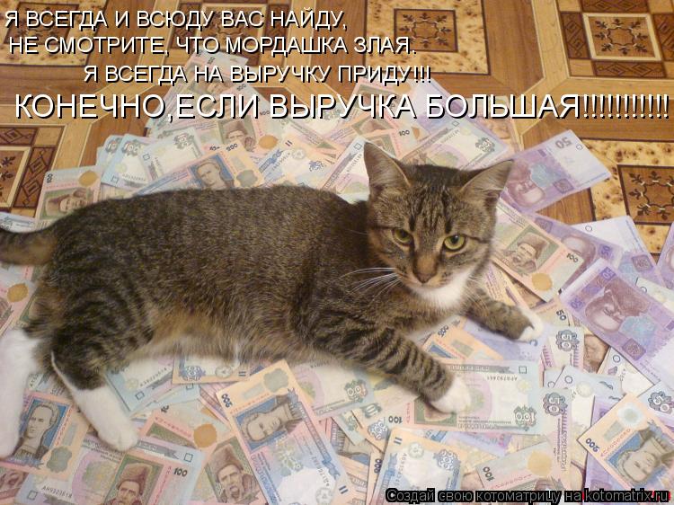 Я ВСЕГДА НА ВЫРУЧКУ ПРИДУ!!! Я ВСЕГДА И ВСЮДУ ВАС НАЙДУ, НЕ СМОТРИТЕ, ЧТО МОРДАШКА ЗЛАЯ. КОНЕЧНО,ЕСЛИ... Котоматрица: Я ВСЕГДА НА ВЫРУЧКУ ПРИДУ!!! Я ВСЕГДА И ВСЮДУ ВАС НАЙДУ, НЕ СМОТРИТЕ, ЧТО МОРДАШКА ЗЛАЯ. КОНЕЧНО,ЕСЛИ ВЫРУЧКА БОЛЬШАЯ!!!!!!!!!!!