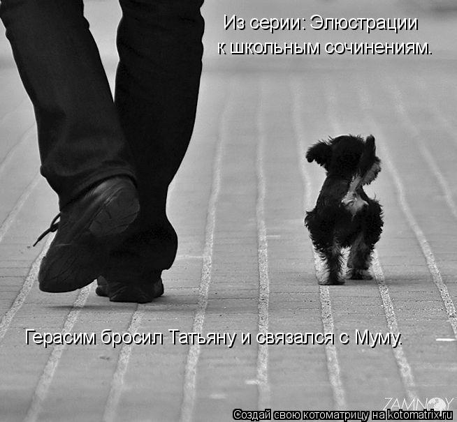 Герасим бросил Татьяну и связался с Муму. Из серии: Элюстрации к школьным сочинениям.... Котоматрица: Герасим бросил Татьяну и связался с Муму. Из серии: Элюстрации к школьным сочинениям.