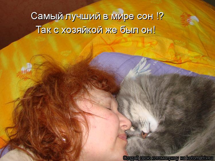 Самый лучший в мире сон !? Так с хозяйкой же был он!... Котоматрица: Самый лучший в мире сон !? Так с хозяйкой же был он!
