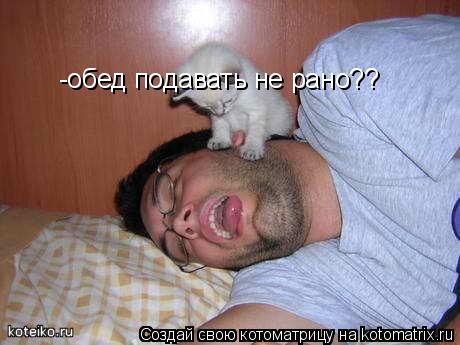 -обед подавать не рано??... Котоматрица: -обед подавать не рано??