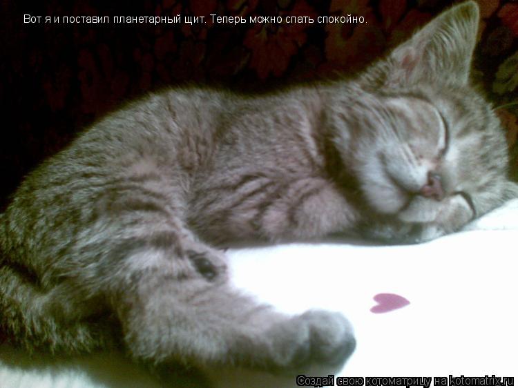 Вот я и поставил планетарный щит. Теперь можно спать спокойно.... Котоматрица: Вот я и поставил планетарный щит. Теперь можно спать спокойно.