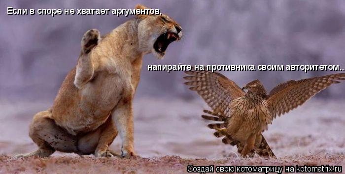 Котоматрица: Если в споре не хватает аргументов, напирайте на противника своим авторитетом..