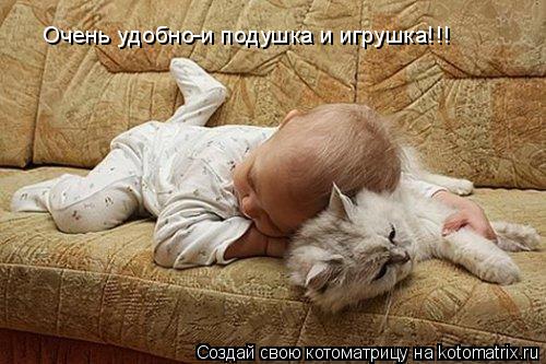 Котоматрица: Очень удобно-и подушка и игрушка!!!