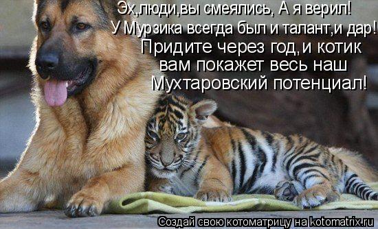 Эх,люди,вы смеялись, А я верил! У Мурзика всегда был и талант,и дар! Мухтаровский потенциал! Придите... Котоматрица: Эх,люди,вы смеялись, А я верил! У Мурзика всегда был и талант,и дар! Мухтаровский потенциал! Придите через год,и котик вам покажет весь наш