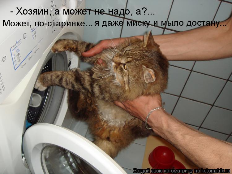 - Хозяин, а может не надо, а?... Может, по-старинке... я даже миску и мыло достану...... Котоматрица: - Хозяин, а может не надо, а?... Может, по-старинке... я даже миску и мыло достану...