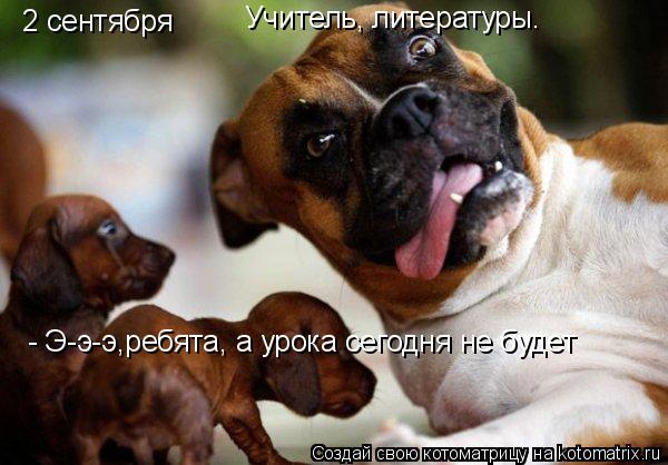 Котоматрица: 2 сентября Учитель, литературы. - Э-э-э,ребята, а урока сегодня не будет