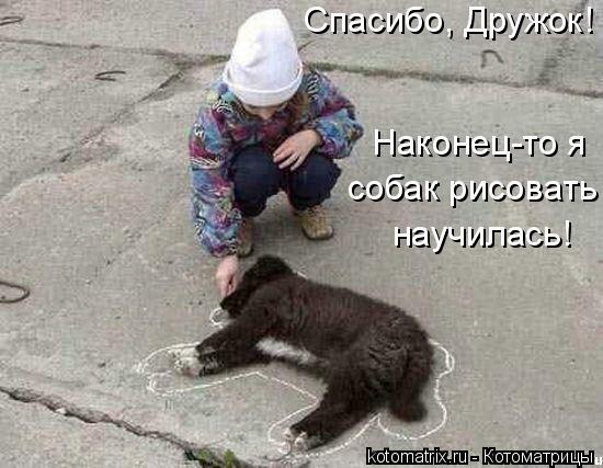 Котоматрица: Спасибо, Дружок!  Наконец-то я  собак рисовать  научилась!
