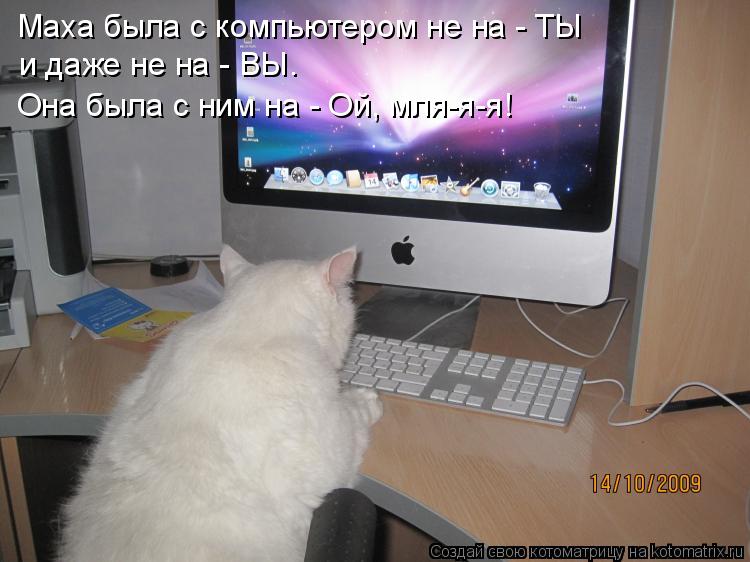 Маха была с компьютером не на - ТЫ и даже не на - ВЫ. Она была с ним на - Ой, мля-я-я!... Котоматрица: Маха была с компьютером не на - ТЫ и даже не на - ВЫ. Она была с ним на - Ой, мля-я-я!