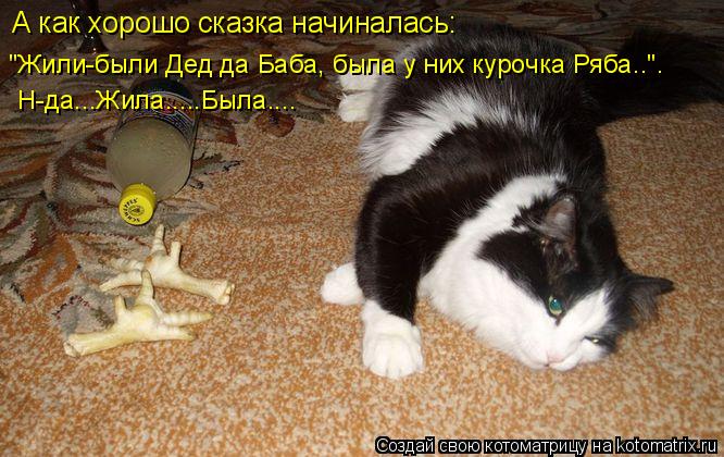 А как хорошо сказка начиналась: Н-да...Жила.....Была.... "Жили-были Дед да Баба, была у них курочка ... Котоматрица: А как хорошо сказка начиналась: Н-да...Жила.....Была.... "Жили-были Дед да Баба, была у них курочка Ряба..".