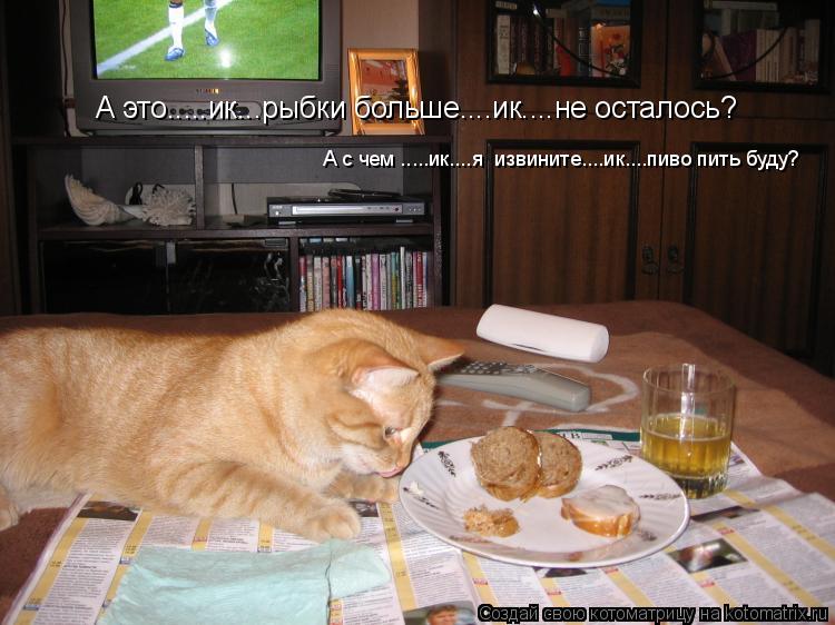 А это.....ик...рыбки больше....ик....не осталось? А с чем .....ик....я извините....ик....пиво пить б... Котоматрица: А это.....ик...рыбки больше....ик....не осталось? А с чем .....ик....я извините....ик....пиво пить буду?