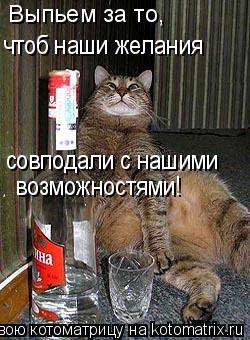 совподали с нашими возможностями! чтоб наши желания Выпьем за то,... Котоматрица: совподали с нашими возможностями! чтоб наши желания Выпьем за то,