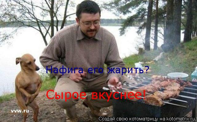 Нафига его жарить? Сырое вкуснее!... Котоматрица: Нафига его жарить? Сырое вкуснее!
