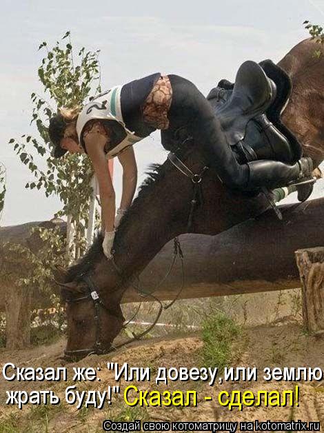 Котоматрица: Сказал же: "Или довезу,или землю  жрать буду!"  Сказал - сделал!