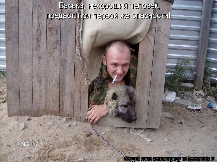 Котоматрица: Васька, нехороший человек,  предаст, при первой же опасности!