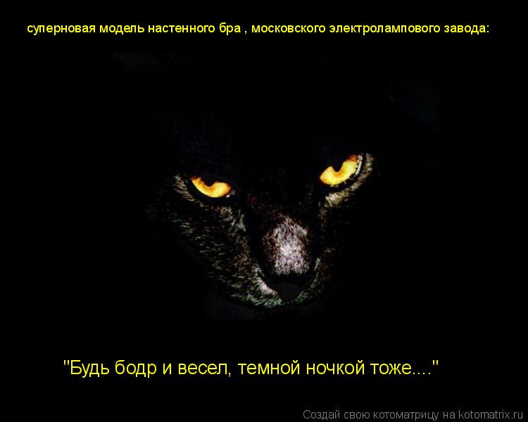 Котоматрица: суперновая модель настенного бра , московского электролампового завода: "Будь бодр и весел, темной ночкой тоже...."