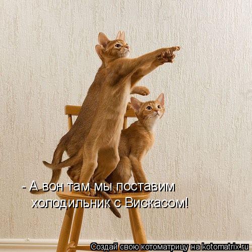 - А вон там мы поставим холодильник с Вискасом!... Котоматрица: - А вон там мы поставим холодильник с Вискасом!