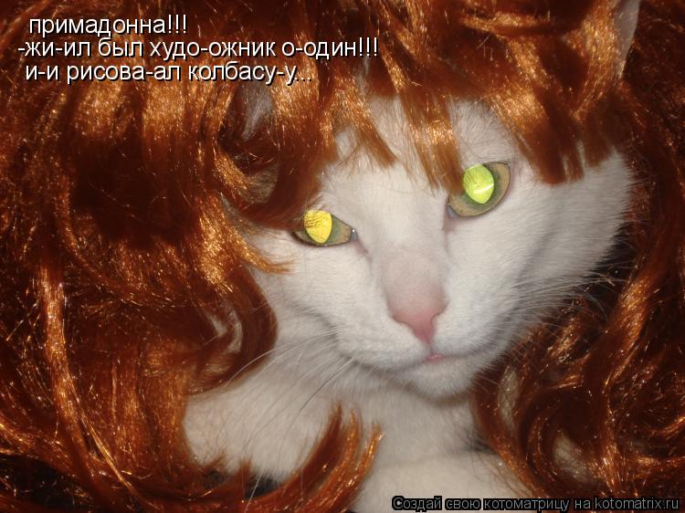 Котоматрица: примадонна!!! -жи-ил был худо-ожник о-один!!! и-и рисова-ал колбасу-у...