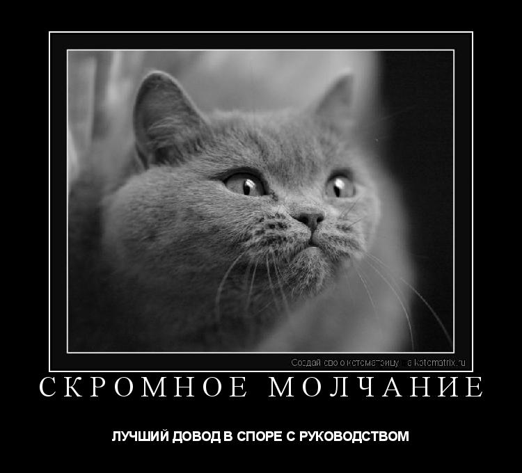 Котоматрица: СКРОМНОЕ МОЛЧАНИЕ ЛУЧШИЙ ДОВОД В СПОРЕ С РУКОВОДСТВОМ