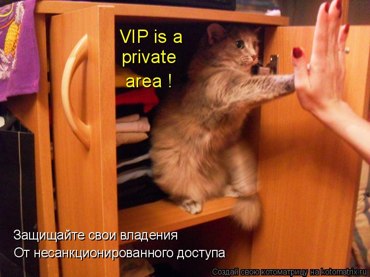 Котоматрица: От несанкционированного доступа Защищайте свои владения VIP is a  private  area !