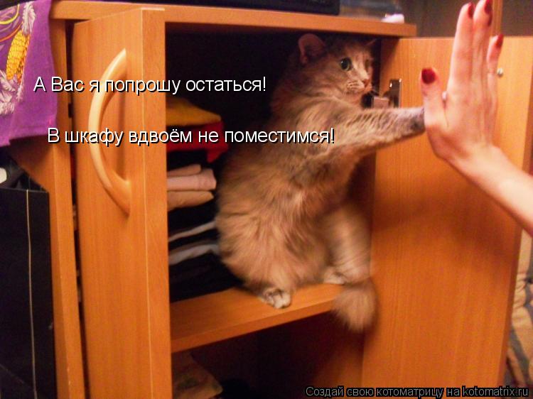 Котоматрица: А Вас я попрошу остаться! В шкафу вдвоём не поместимся!