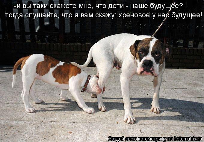 Котоматрица: -и вы таки скажете мне, что дети - наше будущее?  тогда слушайте, что я вам скажу: хреновое у нас будущее!