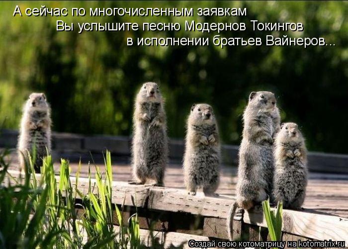 Котоматрица: А сейчас по многочисленным заявкам  Вы услышите песню Модернов Токингов в исполнении братьев Вайнеров...