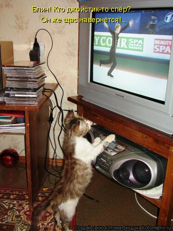 Котоматрица: Блин! Кто джойстик-то спёр?.. Он же щас навернётся!..