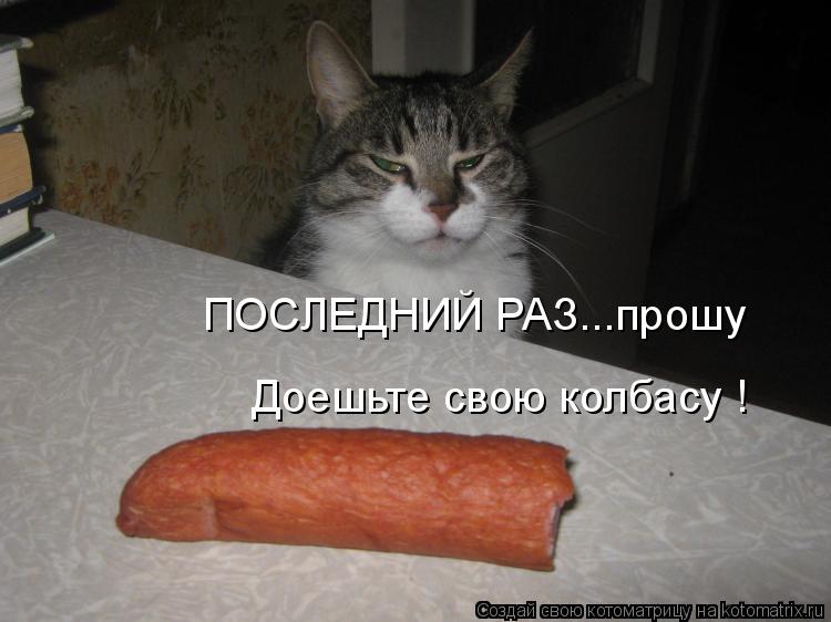 Котоматрица: ПОСЛЕДНИЙ РАЗ...прошу Доешьте свою колбасу !
