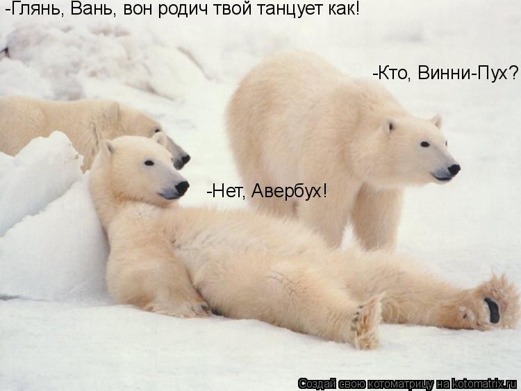 Котоматрица: -Глянь, Вань, вон родич твой танцует как! -Кто, Винни-Пух? -Нет, Авербух!