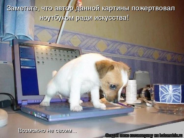 Заметьте, что автор данной картины пожертвовал ноутбуком ради искусства! Возможно не своим...... Котоматрица: Заметьте, что автор данной картины пожертвовал ноутбуком ради искусства! Возможно не своим...