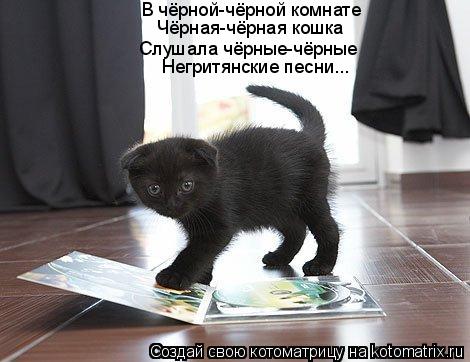 В чёрной-чёрной комнате Слушала чёрные-чёрные Чёрная-чёрная кошка Негритянские песни...... Котоматрица: В чёрной-чёрной комнате Слушала чёрные-чёрные Чёрная-чёрная кошка Негритянские песни...