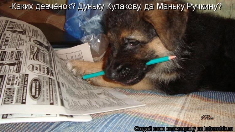 Котоматрица: -Каких девчёнок? Дуньку Кулакову, да Маньку Ручкину?