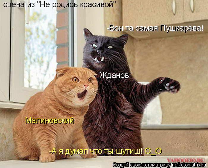 Жданов Малиновский сцена из "Не родись красивой" -Вон та самая Пушкарёва! -А я думал что ты шутиш! О_... Котоматрица: Жданов Малиновский сцена из "Не родись красивой" -Вон та самая Пушкарёва! -А я думал что ты шутиш! О_О