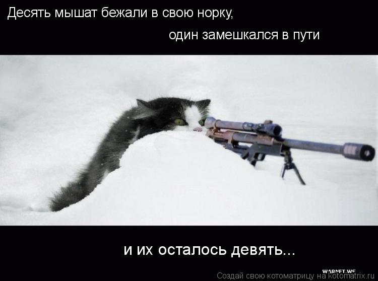 Десять мышат бежали в свою норку, один замешкался в пути и их осталось девять...... Котоматрица: Десять мышат бежали в свою норку, один замешкался в пути и их осталось девять...