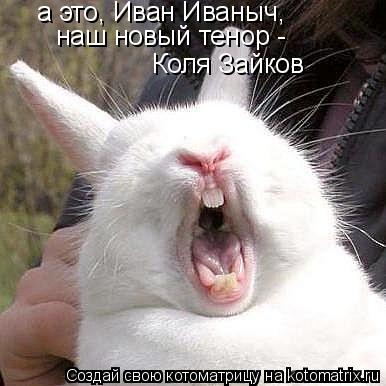 Котоматрица: а это, Иван Иваныч, наш новый тенор -  Коля Зайков