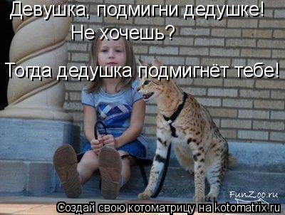 Котоматрица: Девушка, подмигни дедушке! Не хочешь? Тогда дедушка подмигнёт тебе!