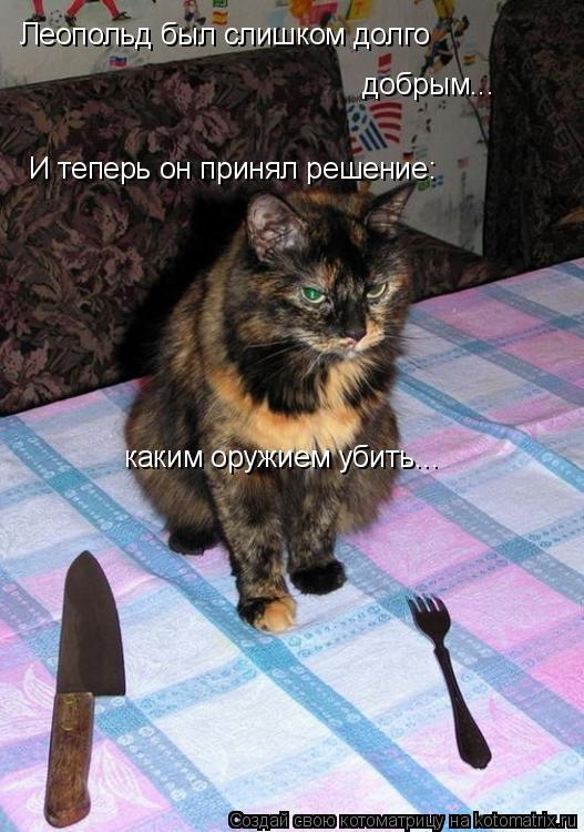 Леопольд был слишком долго добрым... И теперь он принял решение: каким оружием убить...... Котоматрица: Леопольд был слишком долго добрым... И теперь он принял решение: каким оружием убить...