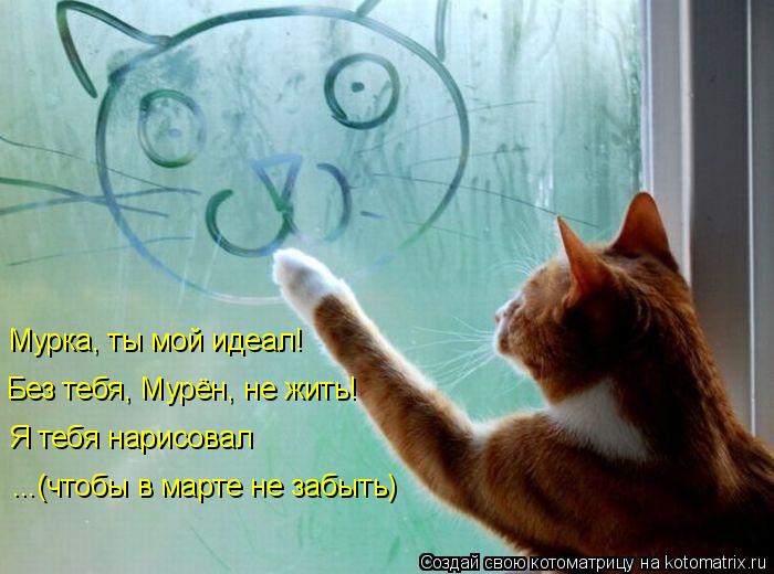 Мурка, ты мой идеал! Я тебя нарисовал Без тебя, Мурён, не жить! ...(чтобы в марте не забыть)... Котоматрица: Мурка, ты мой идеал! Я тебя нарисовал Без тебя, Мурён, не жить! ...(чтобы в марте не забыть)
