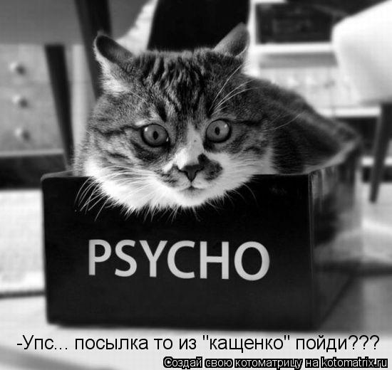 Котоматрица: -Упс... посылка то из "кащенко" пойди???