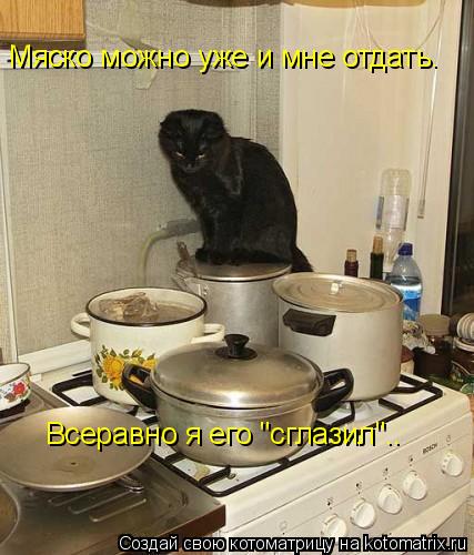 Котоматрица: Мяско можно уже и мне отдать. Всеравно я его "сглазил"..