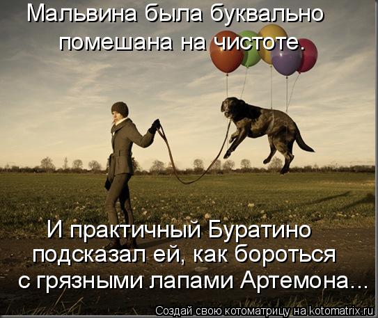 Мальвина была буквально помешана на чистоте. И практичный Буратино с грязными лапами Артемона... п... Котоматрица: Мальвина была буквально помешана на чистоте. И практичный Буратино с грязными лапами Артемона... подсказал ей, как бороться