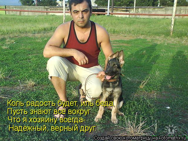 Коль радость будет, иль беда, Пусть знают все вокруг Что я хозяину всегда- Надежный, верный друг.... Котоматрица: Коль радость будет, иль беда, Пусть знают все вокруг Что я хозяину всегда- Надежный, верный друг.