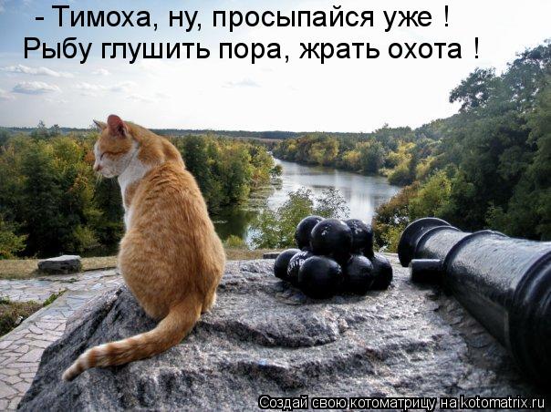 Котоматрица: Рыбу глушить пора, жрать охота ! - Тимоха, ну, просыпайся уже !