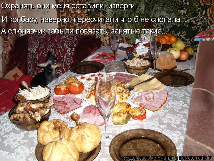 И колбасу, наверно, пересчитали что б не слопала….. А слюнявчик забыли повязать, занятые такие….. Охр... Котоматрица: И колбасу, наверно, пересчитали что б не слопала….. А слюнявчик забыли повязать, занятые такие….. Охранять они меня оставили, изверги!