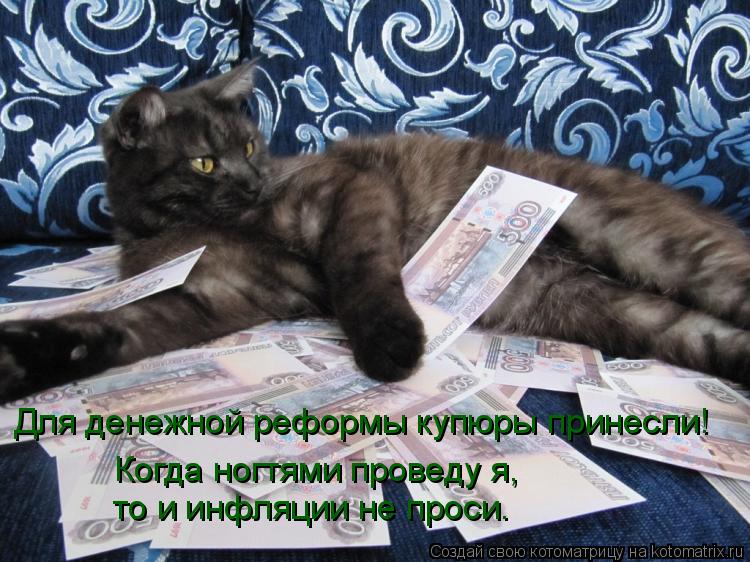 Для денежной реформы купюры принесли! Когда ногтями проведу я, то и инфляции не проси.... Котоматрица: Для денежной реформы купюры принесли! Когда ногтями проведу я, то и инфляции не проси.