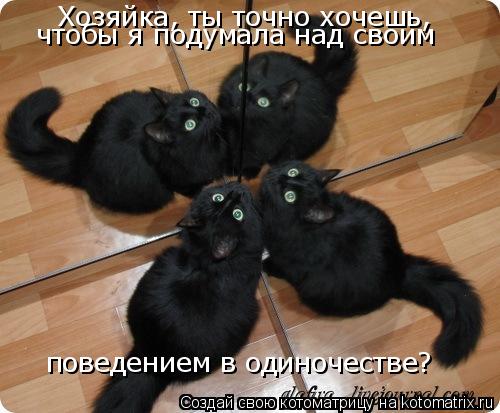 Хозяйка, ты точно хочешь, чтобы я подумала над своим поведением в одиночестве?... Котоматрица: Хозяйка, ты точно хочешь, чтобы я подумала над своим поведением в одиночестве?