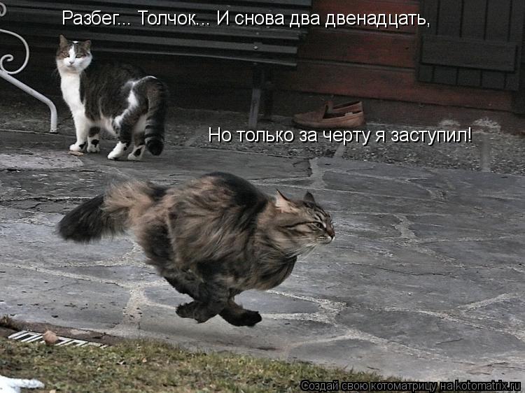 Разбег... Толчок... И снова два двенадцать, Но только за черту я заступил!... Котоматрица: Разбег... Толчок... И снова два двенадцать, Но только за черту я заступил!