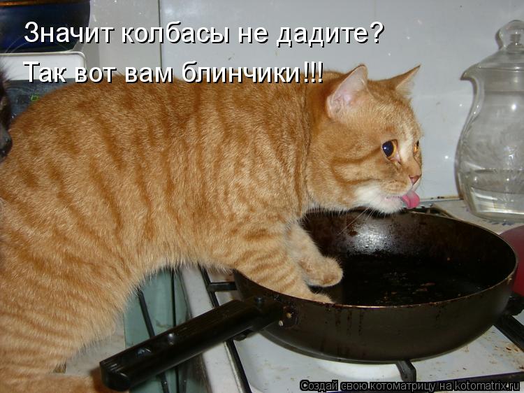 Значит колбасы не дадите? Так вот вам блинчики!!!... Котоматрица: Значит колбасы не дадите? Так вот вам блинчики!!!
